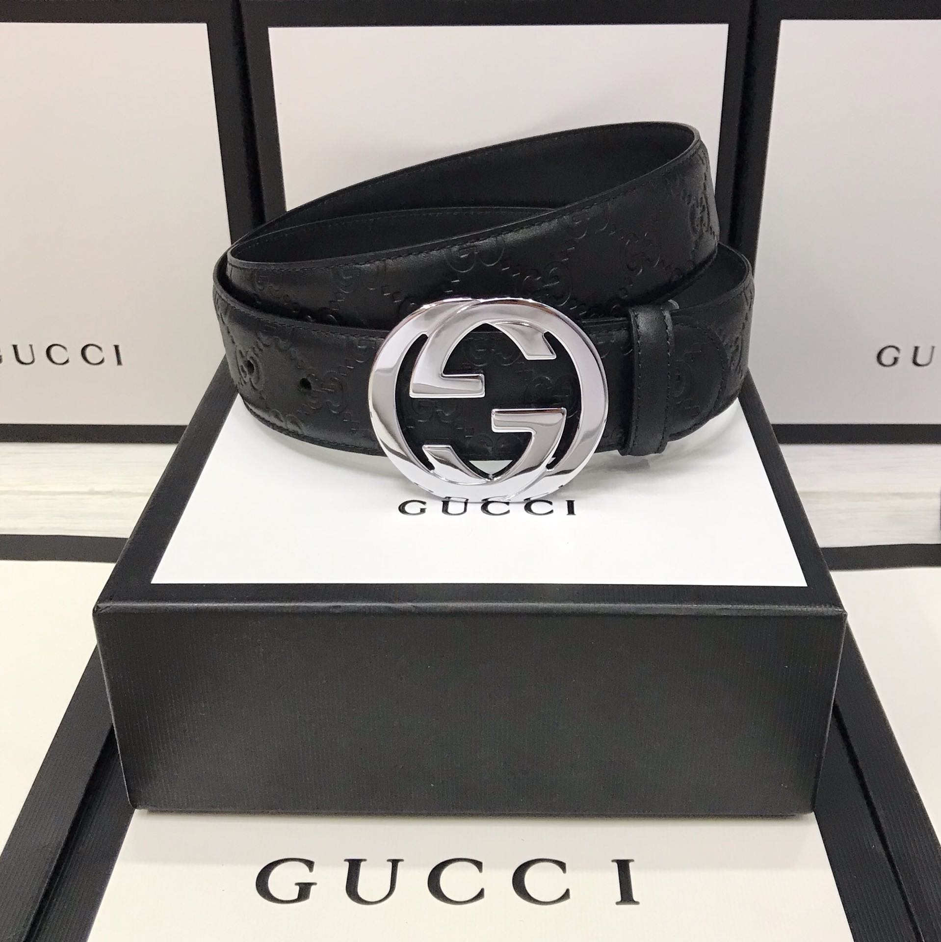 Gucci Basic Belt Top Grain Leather Black M