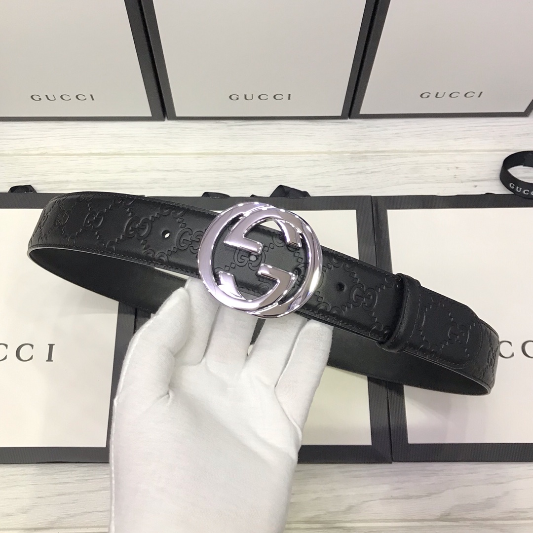 Gucci Basic Belt Top Grain Leather Black M