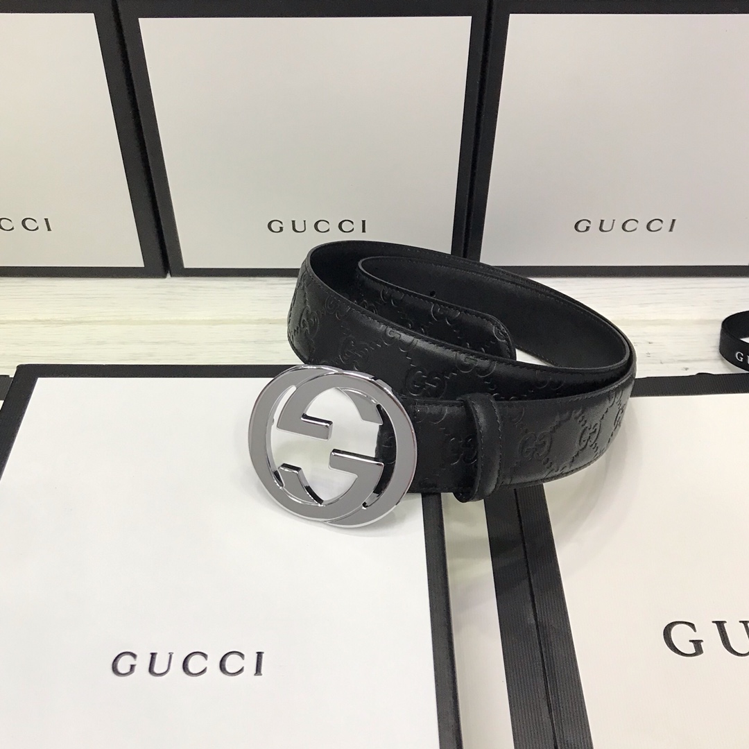 Gucci Basic Belt Top Grain Leather Black M