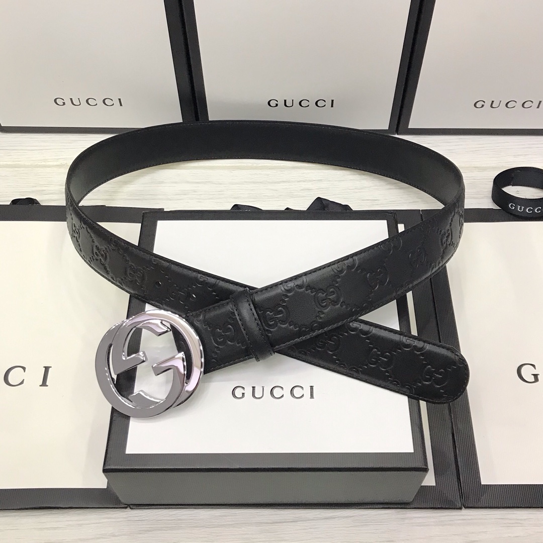 Gucci Basic Belt Top Grain Leather Black M
