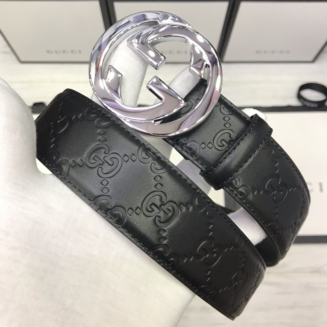 Gucci Basic Belt Top Grain Leather Black M