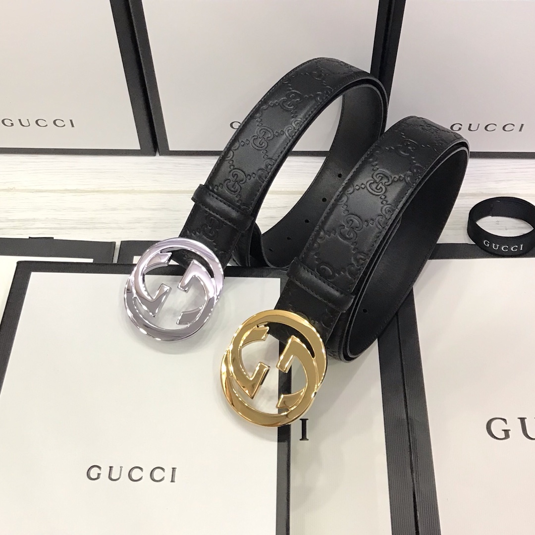 Gucci Basic Belt Top Grain Leather Black M