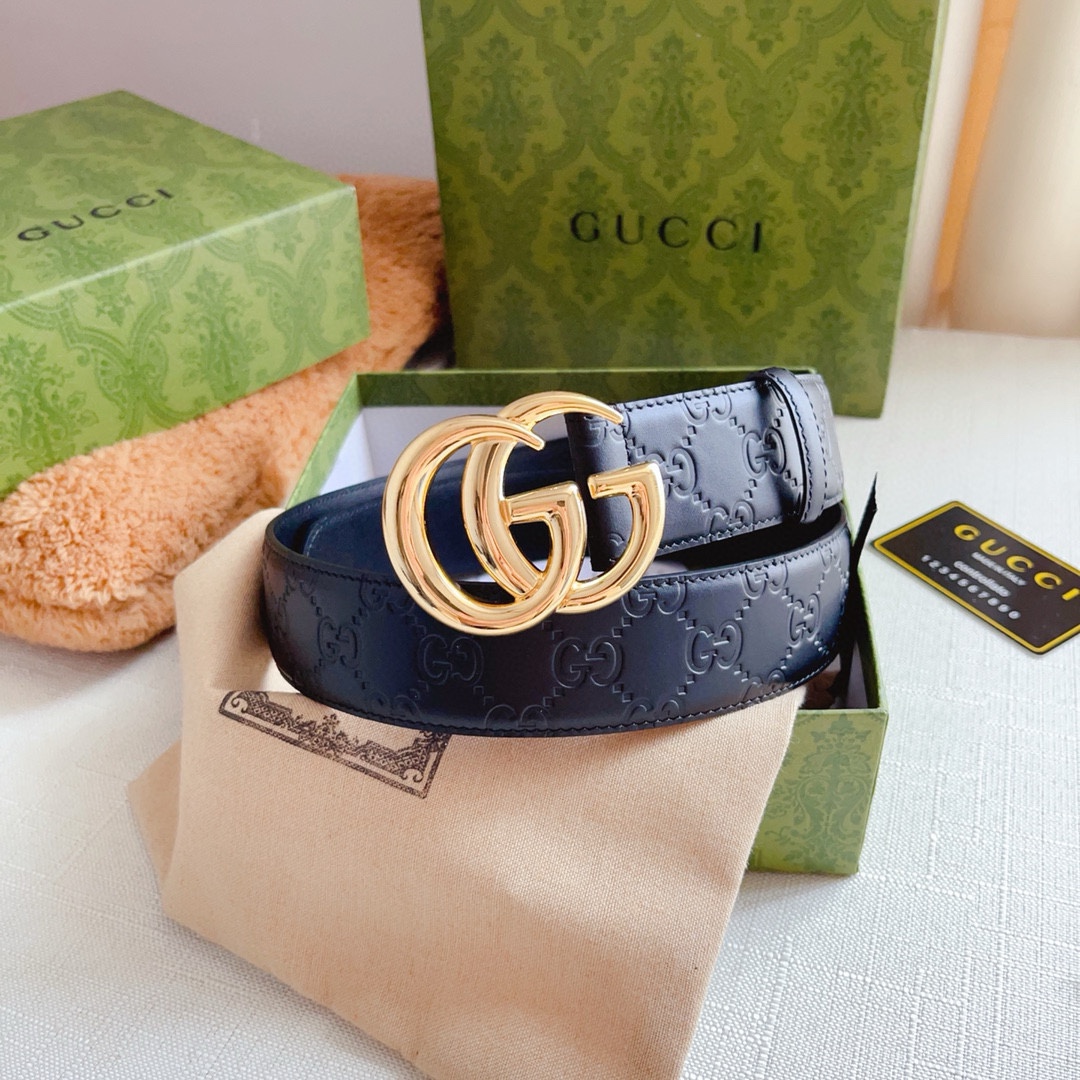 Gucci Basic Belt Top Grain Leather Black M