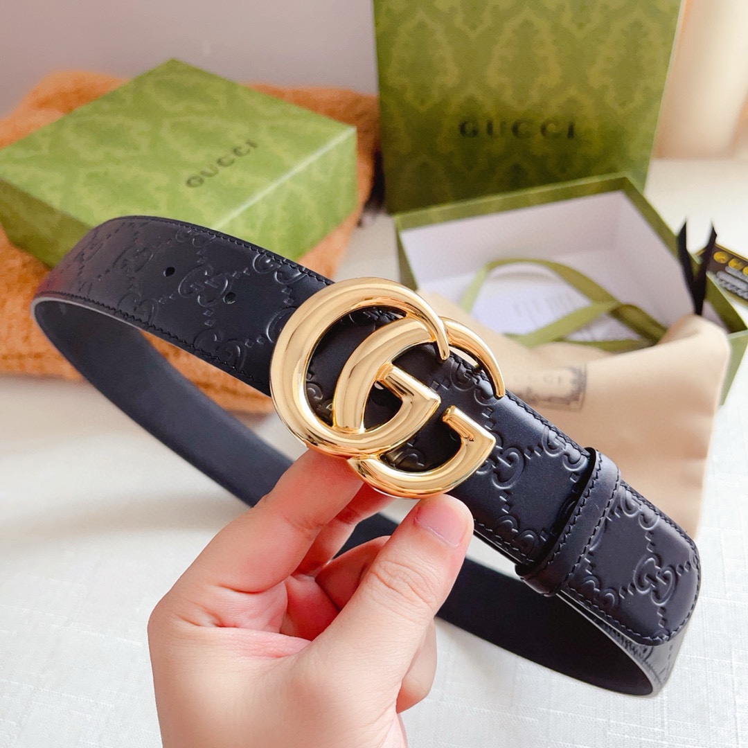 Gucci Basic Belt Top Grain Leather Black M