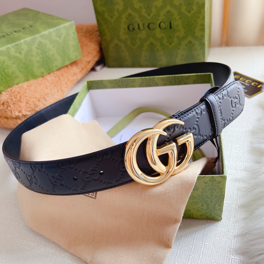 Gucci Basic Belt Top Grain Leather Black M
