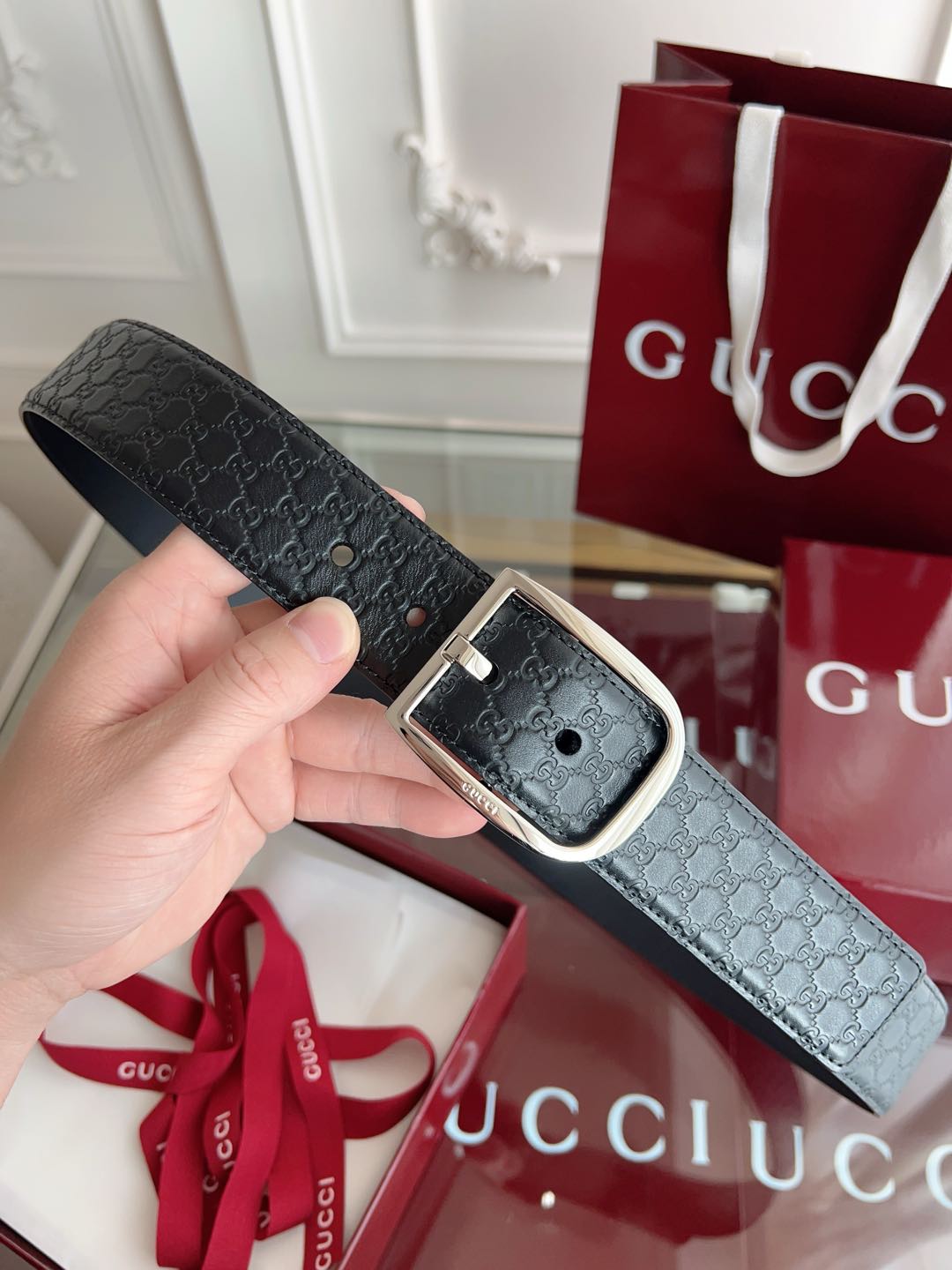 Gucci Basic Belt Cow Leather Brown M