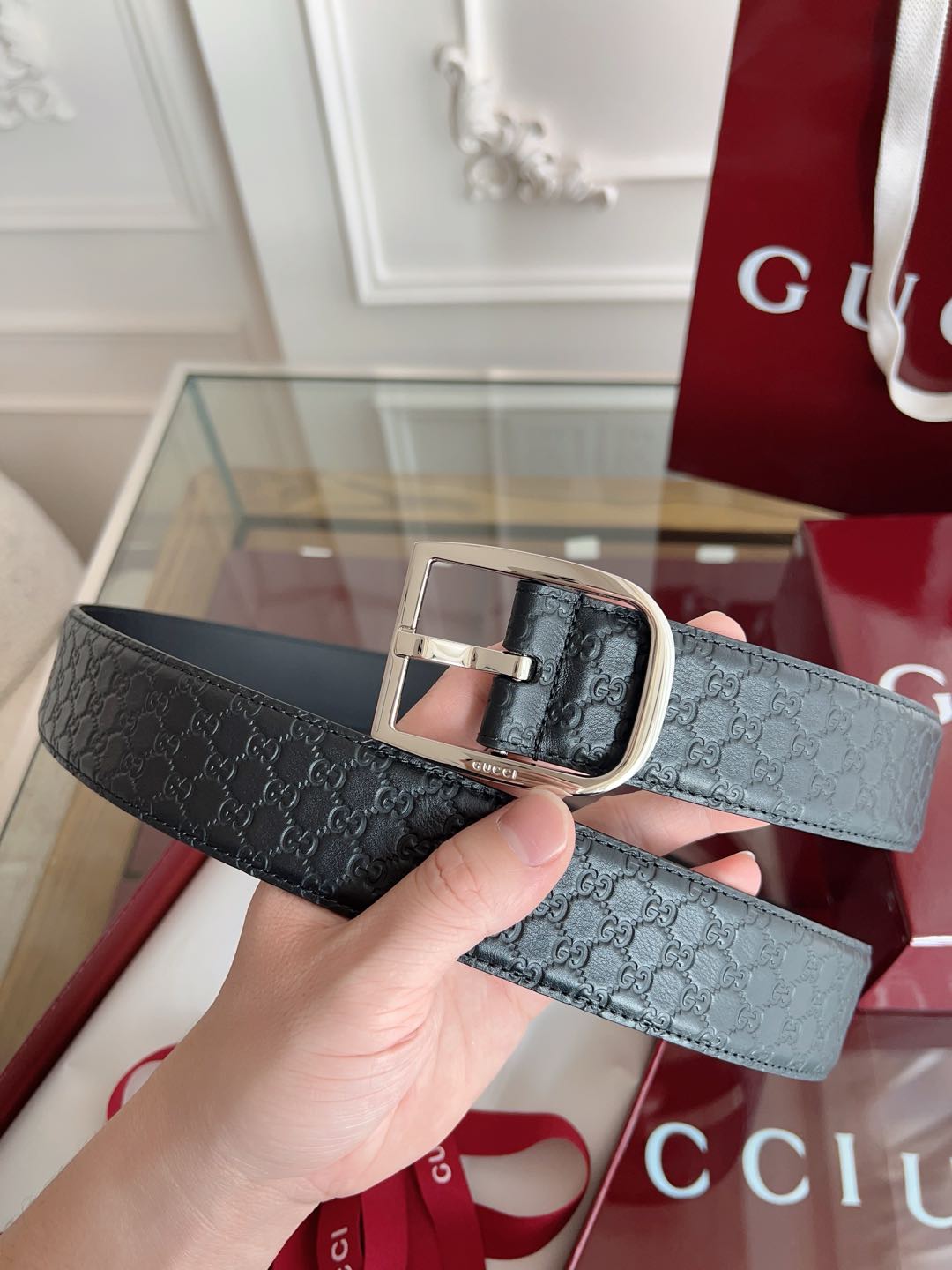Gucci Basic Belt Cow Leather Brown M