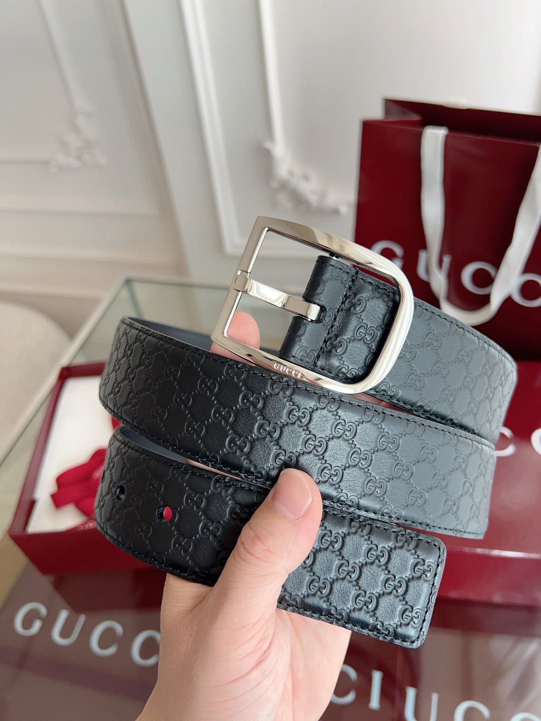 Gucci Basic Belt Cow Leather Brown M