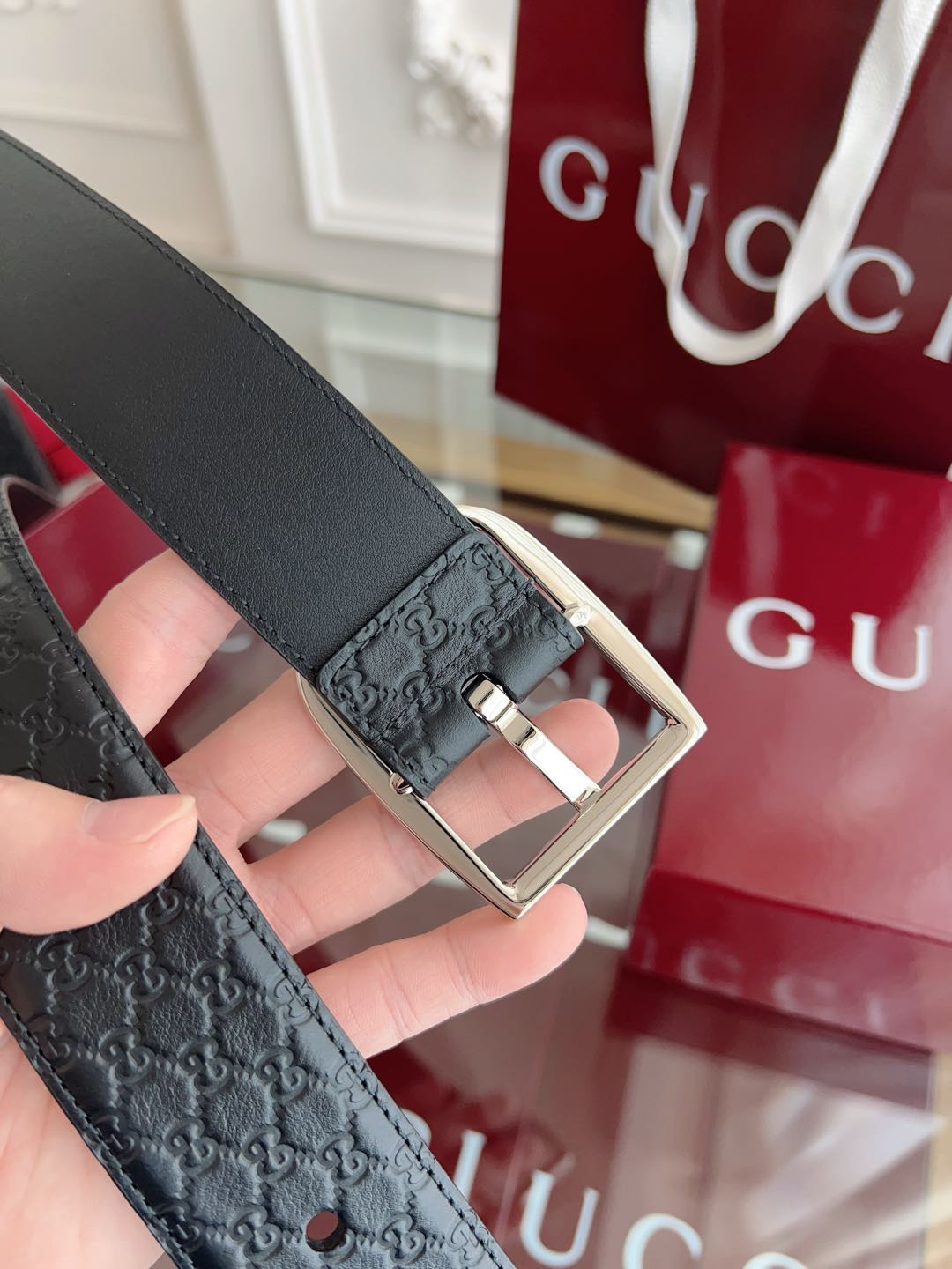 Gucci Basic Belt Cow Leather Brown M