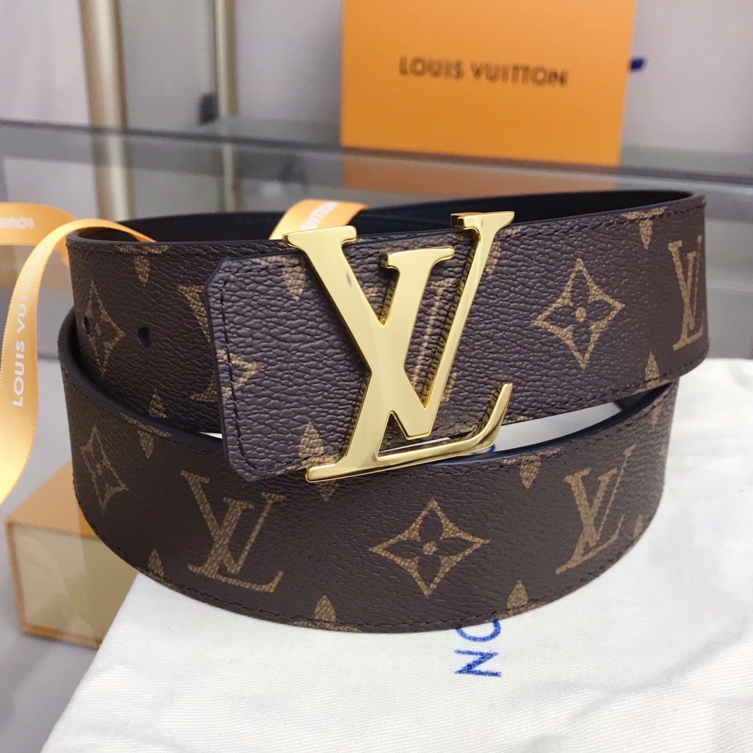 Louis Vuitton Male Leather Belt Cow Leather Black 40mm-s-m-l