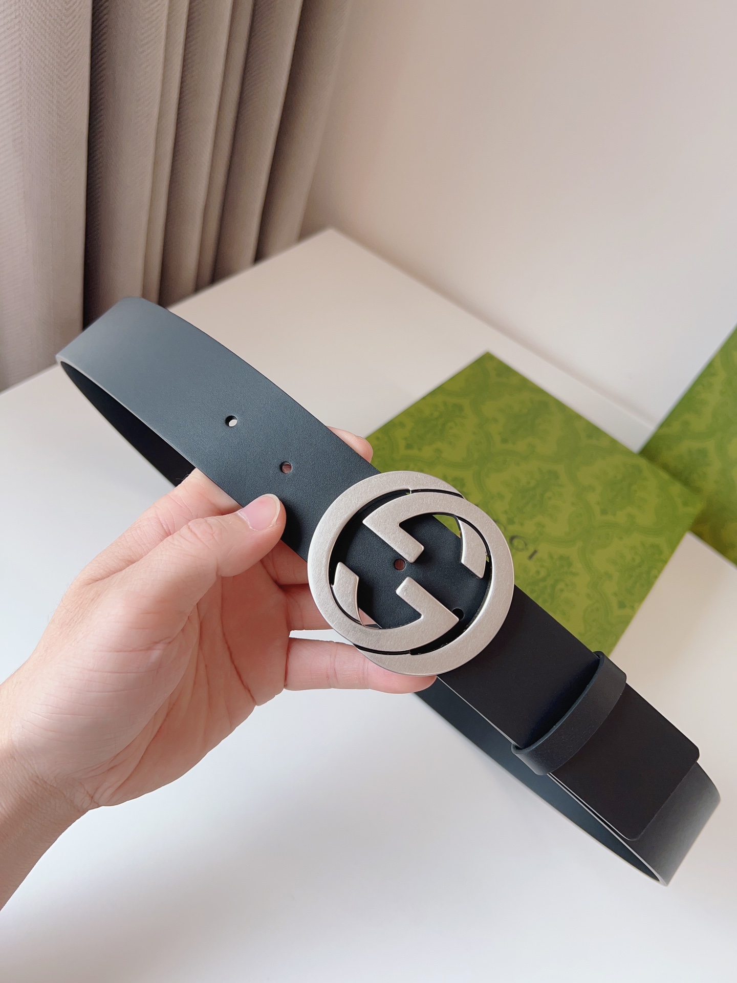 Gucci Leather Belt Cow Leather Black M