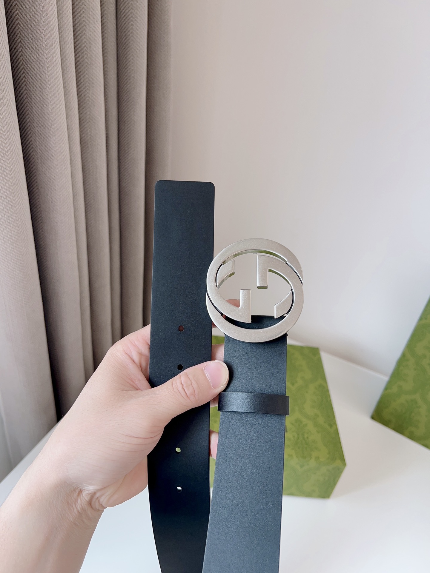 Gucci Leather Belt Cow Leather Black M