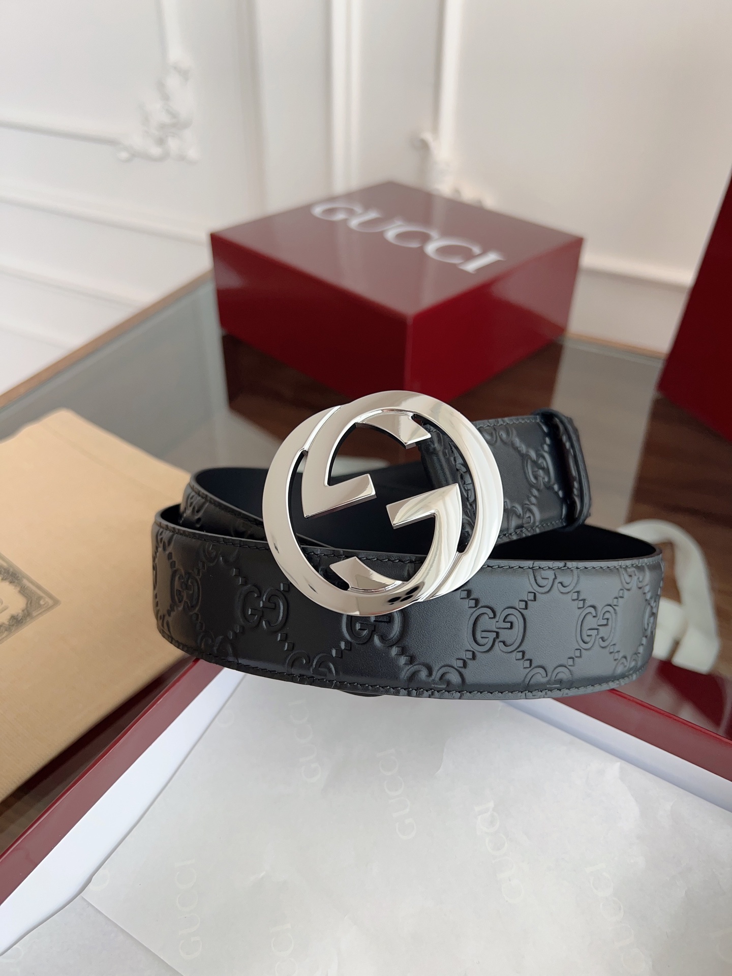 Gucci Basic Belt Cow Leather M-l