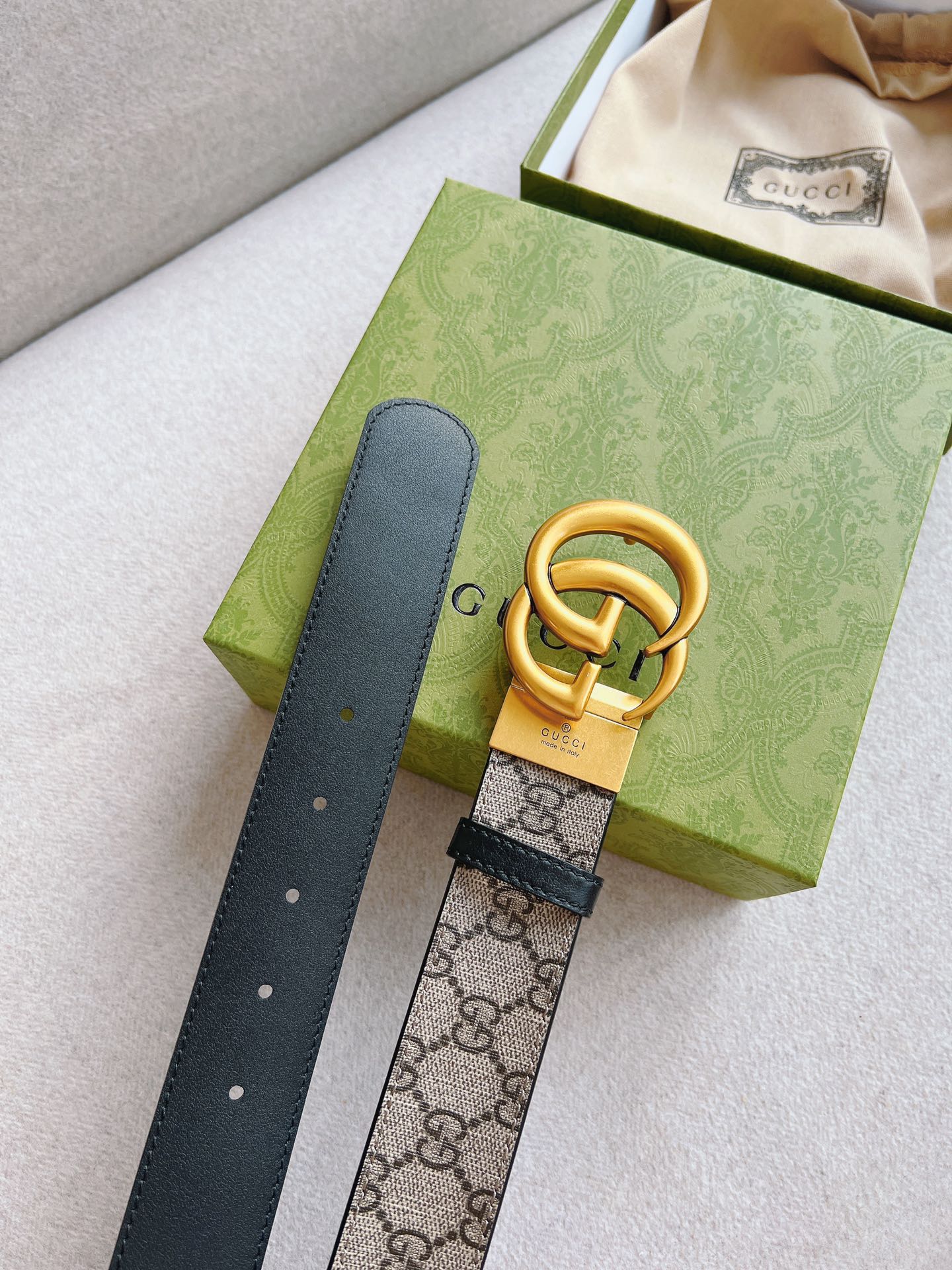 Gucci Basic Belt Canvas Black 37mm-s-m