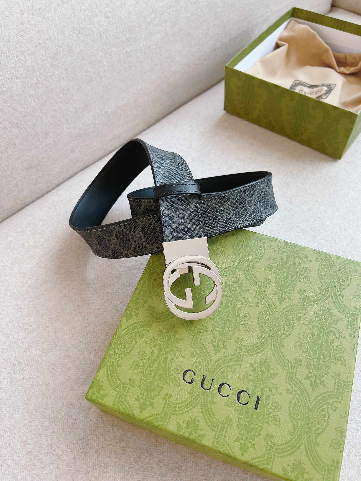 Gucci Basic Belt Canvas Black 37mm-s-m