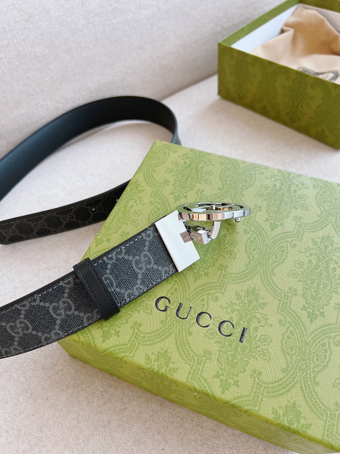 Gucci Basic Belt Canvas Black 37mm-s-m