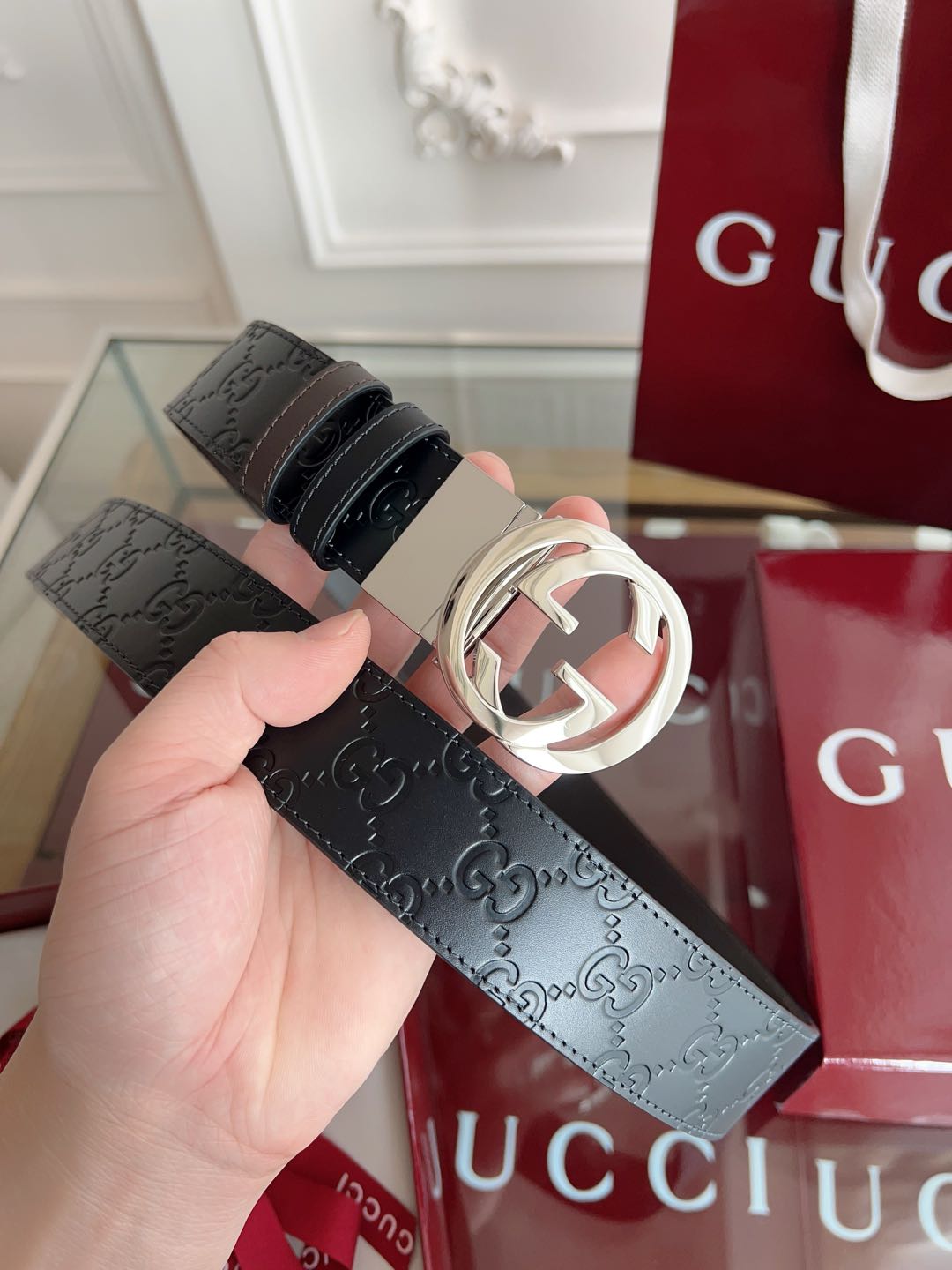 Gucci Basic Belt Cow Leather Black