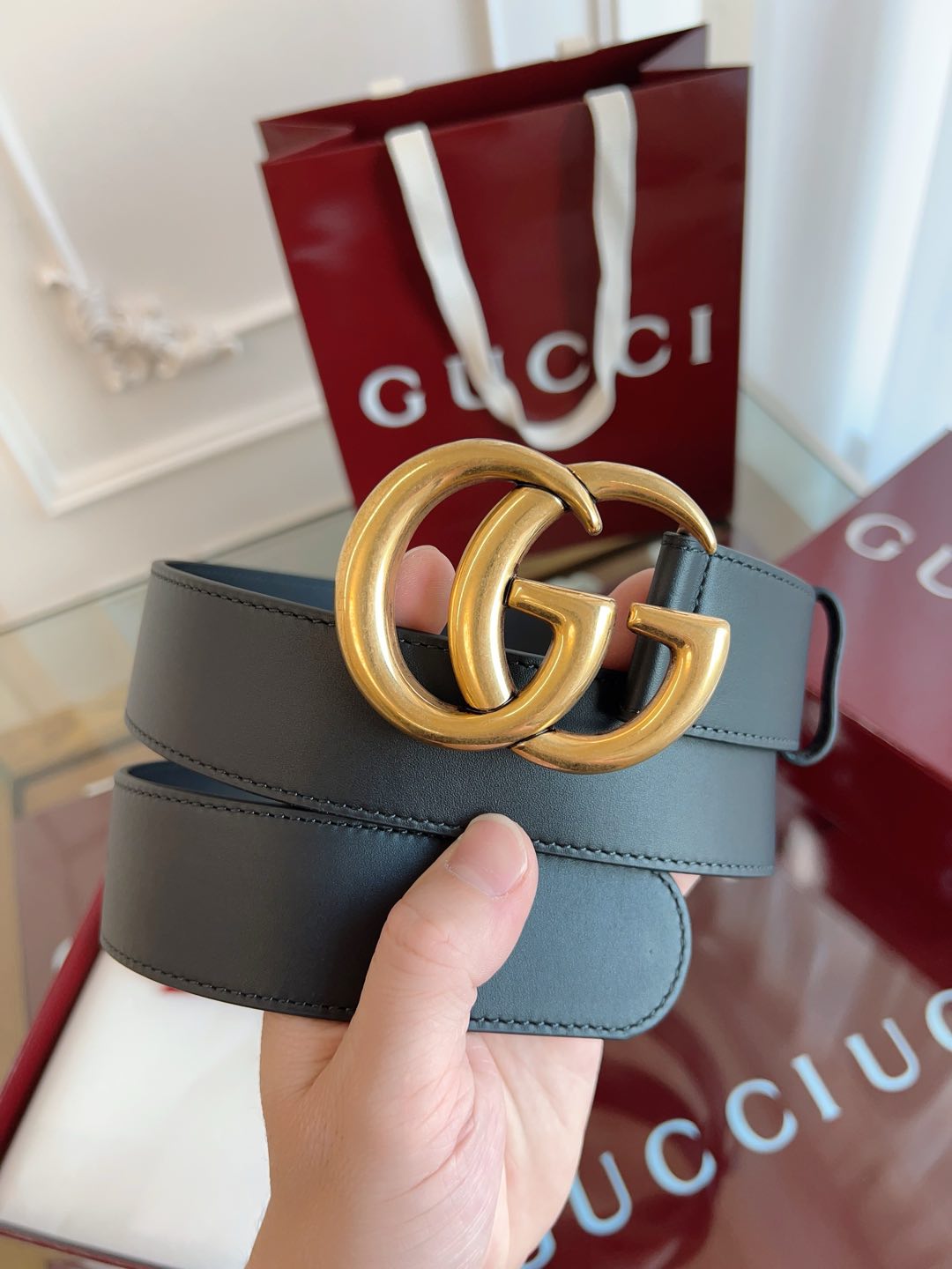 Gucci Basic Belt Cow Leather Black