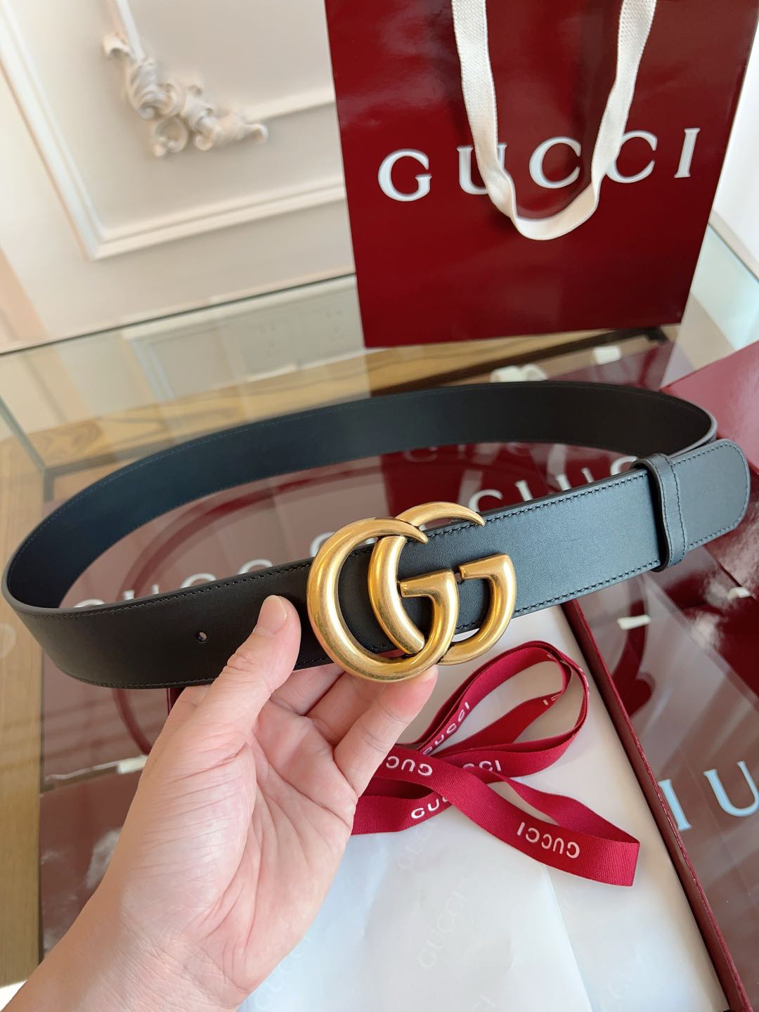 Gucci Basic Belt Cow Leather Black