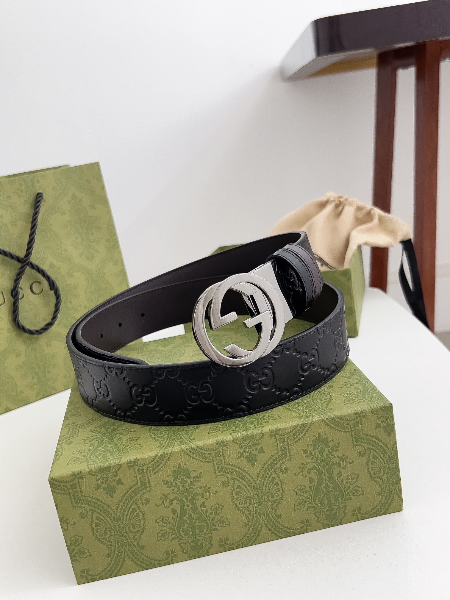 Gucci Male Leather Belt Top Grain Leather M