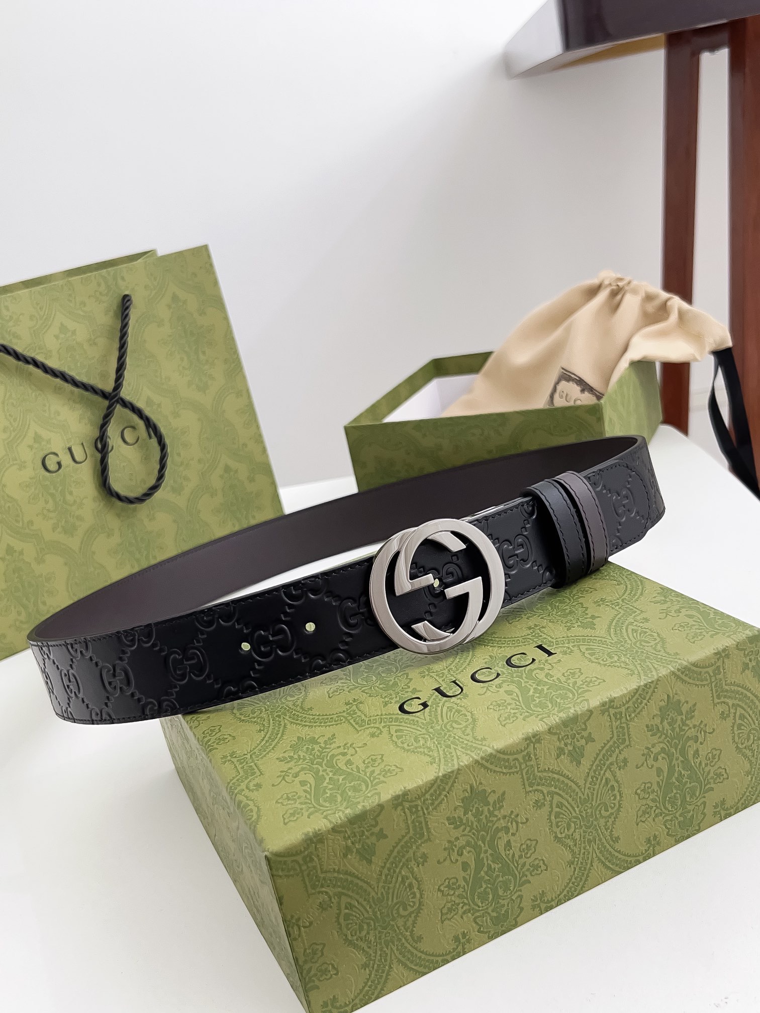Gucci Male Leather Belt Top Grain Leather M