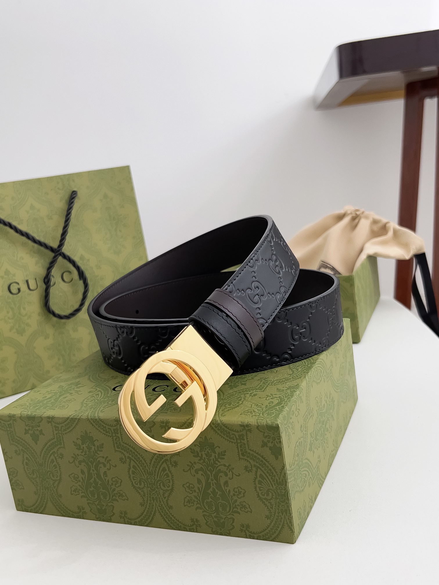 Gucci Male Leather Belt Top Grain Leather M