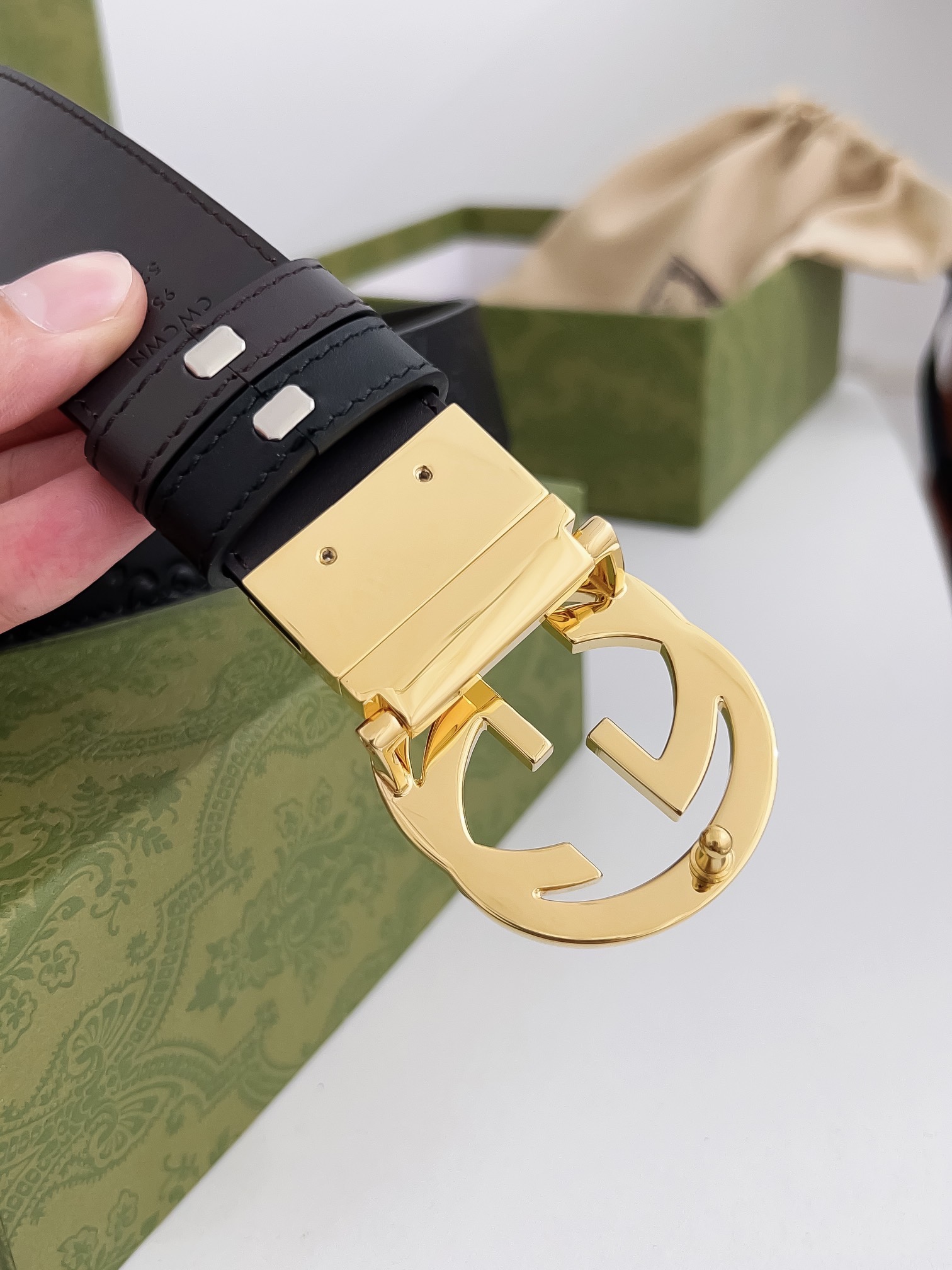 Gucci Male Leather Belt Top Grain Leather M