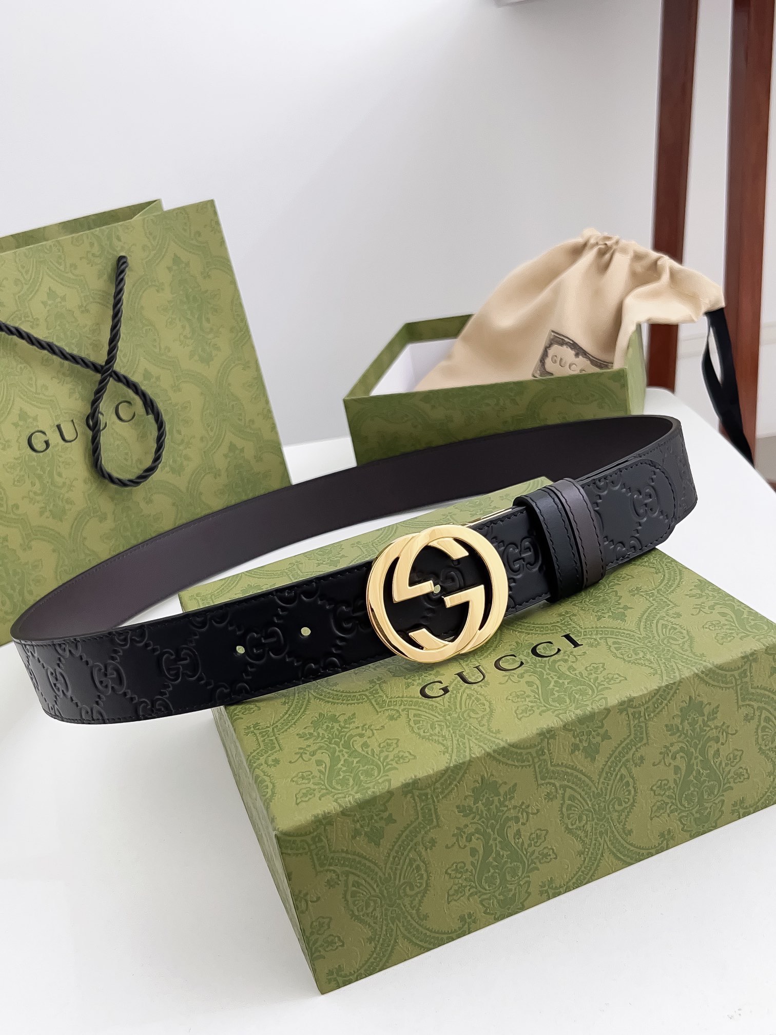 Gucci Male Leather Belt Top Grain Leather M