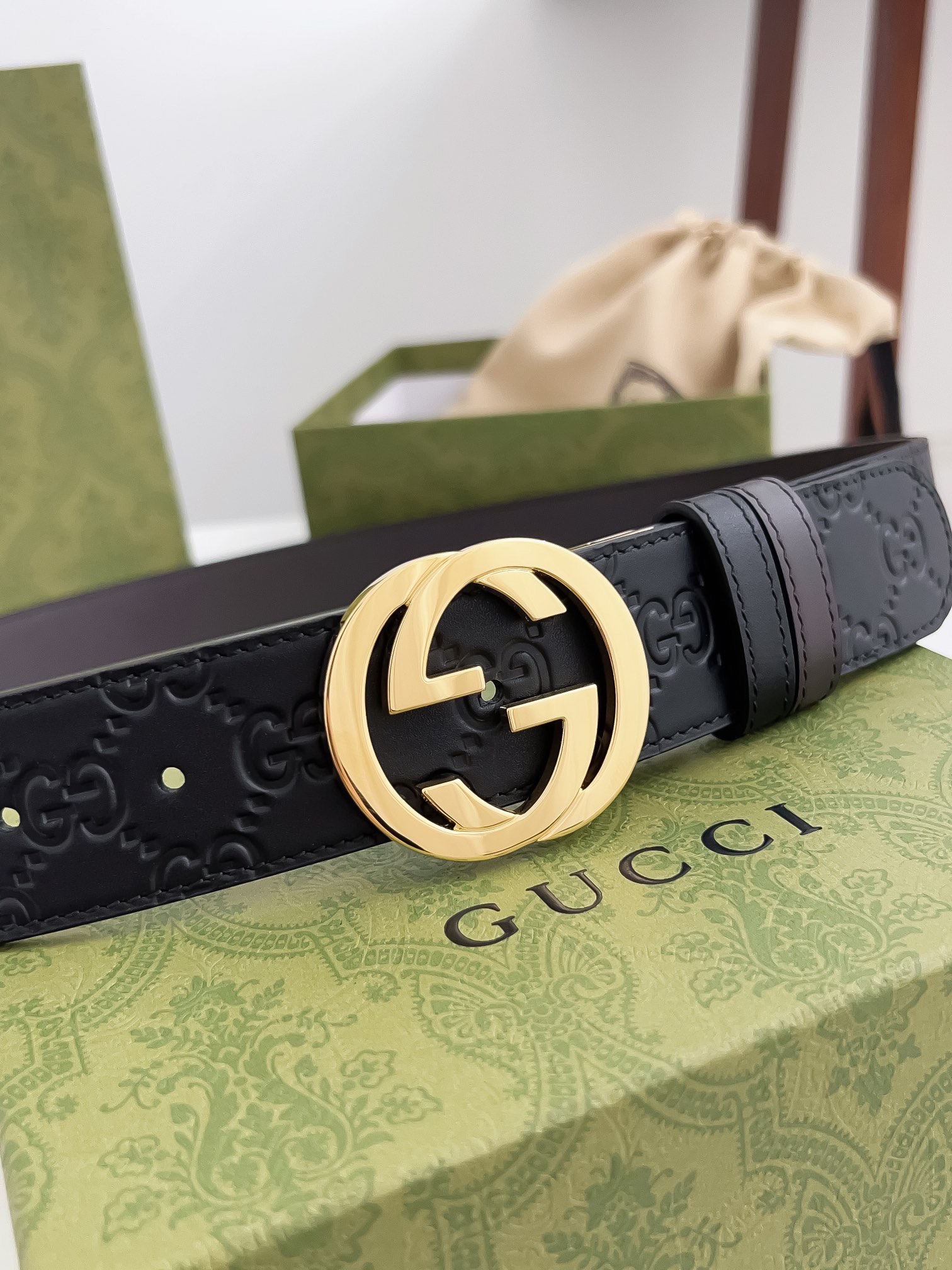 Gucci Male Leather Belt Top Grain Leather M