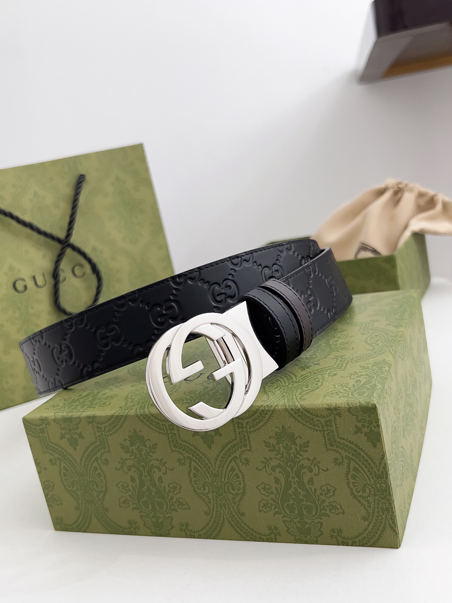 Gucci Male Leather Belt Top Grain Leather M