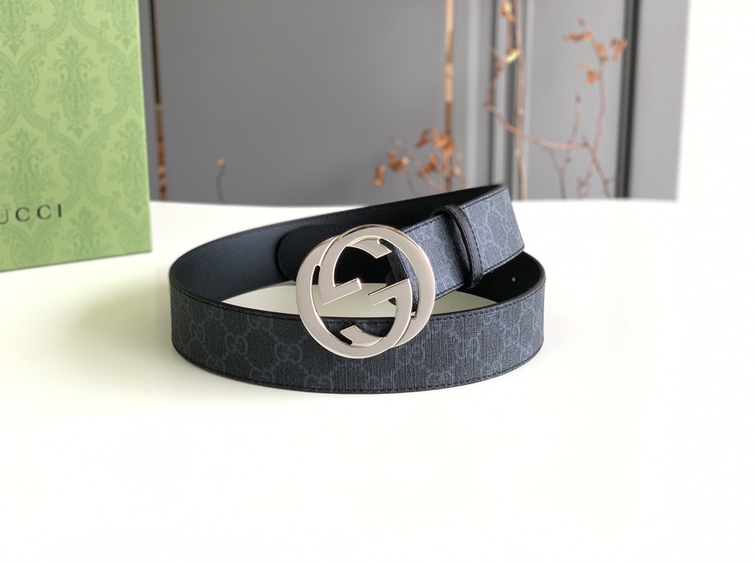 Gucci Leather Belt Cow Leather Black M