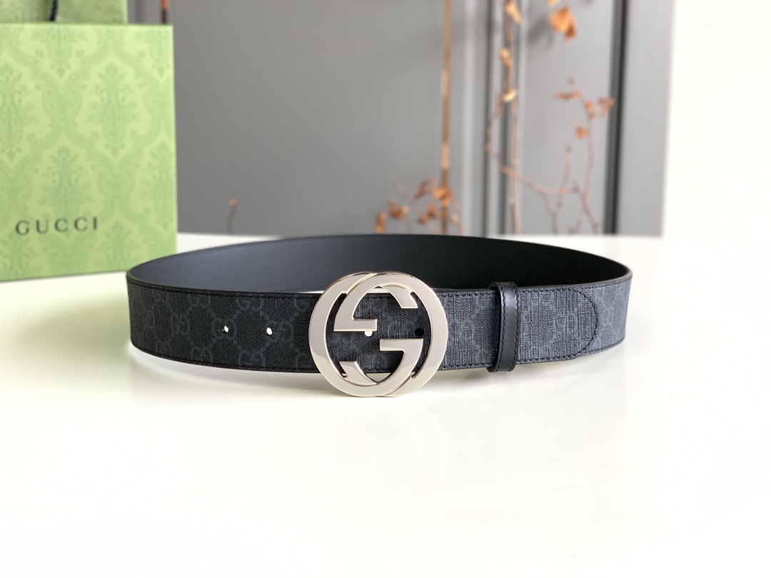 Gucci Leather Belt Cow Leather Black M