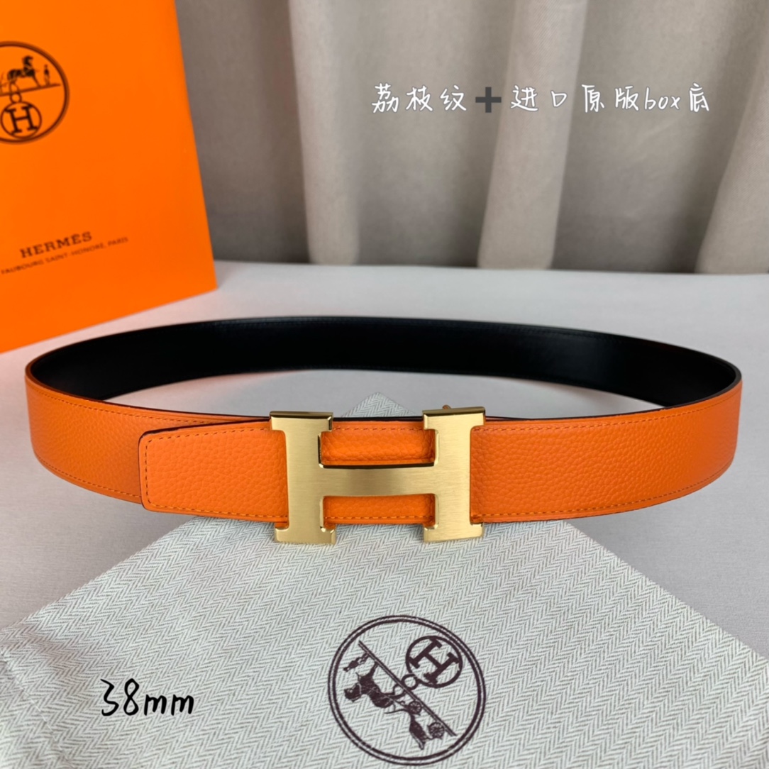 Hermès Basic Belt Top Grain Leather Black 38mm-s-m