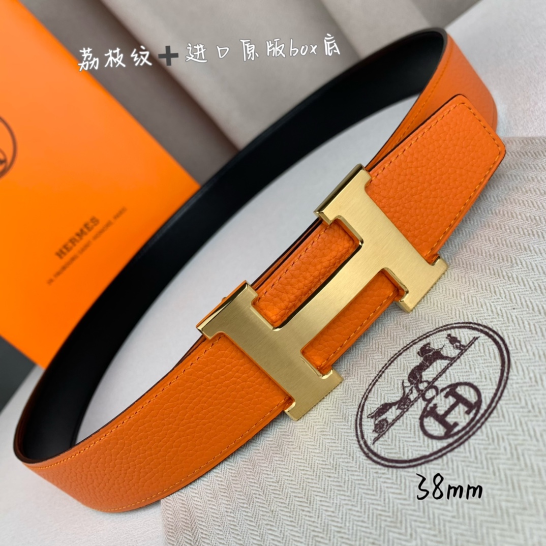 Hermès Basic Belt Top Grain Leather Black 38mm-s-m