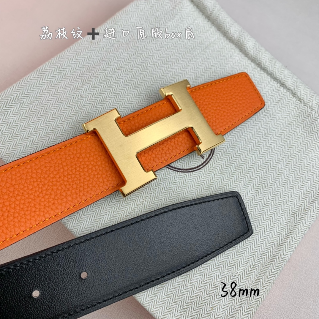Hermès Basic Belt Top Grain Leather Black 38mm-s-m