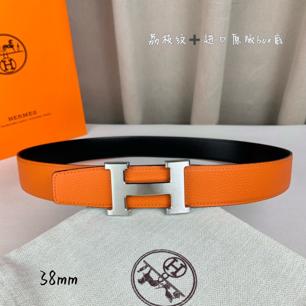 Hermès Basic Belt Top Grain Leather Black 38mm-s-m