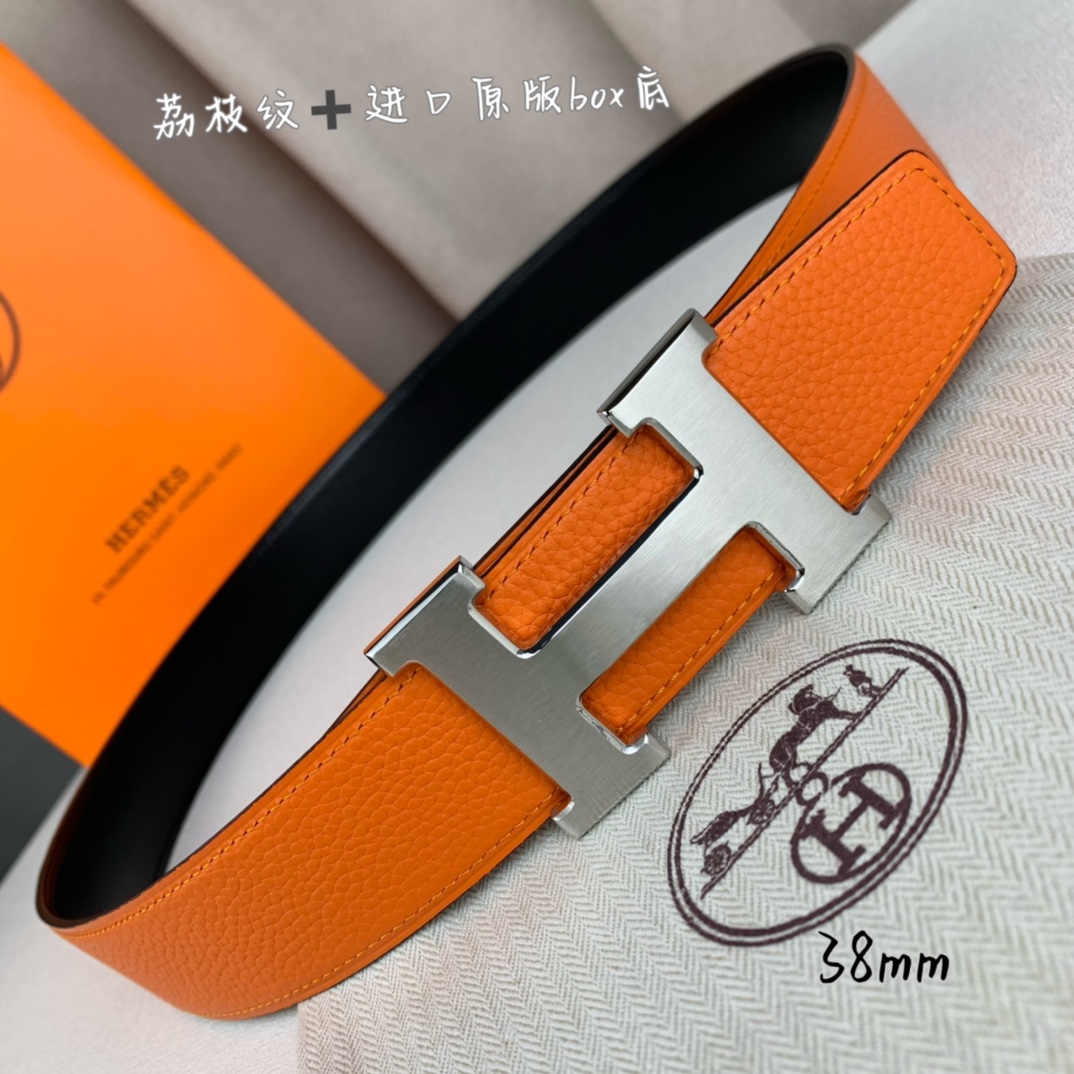 Hermès Basic Belt Top Grain Leather Black 38mm-s-m