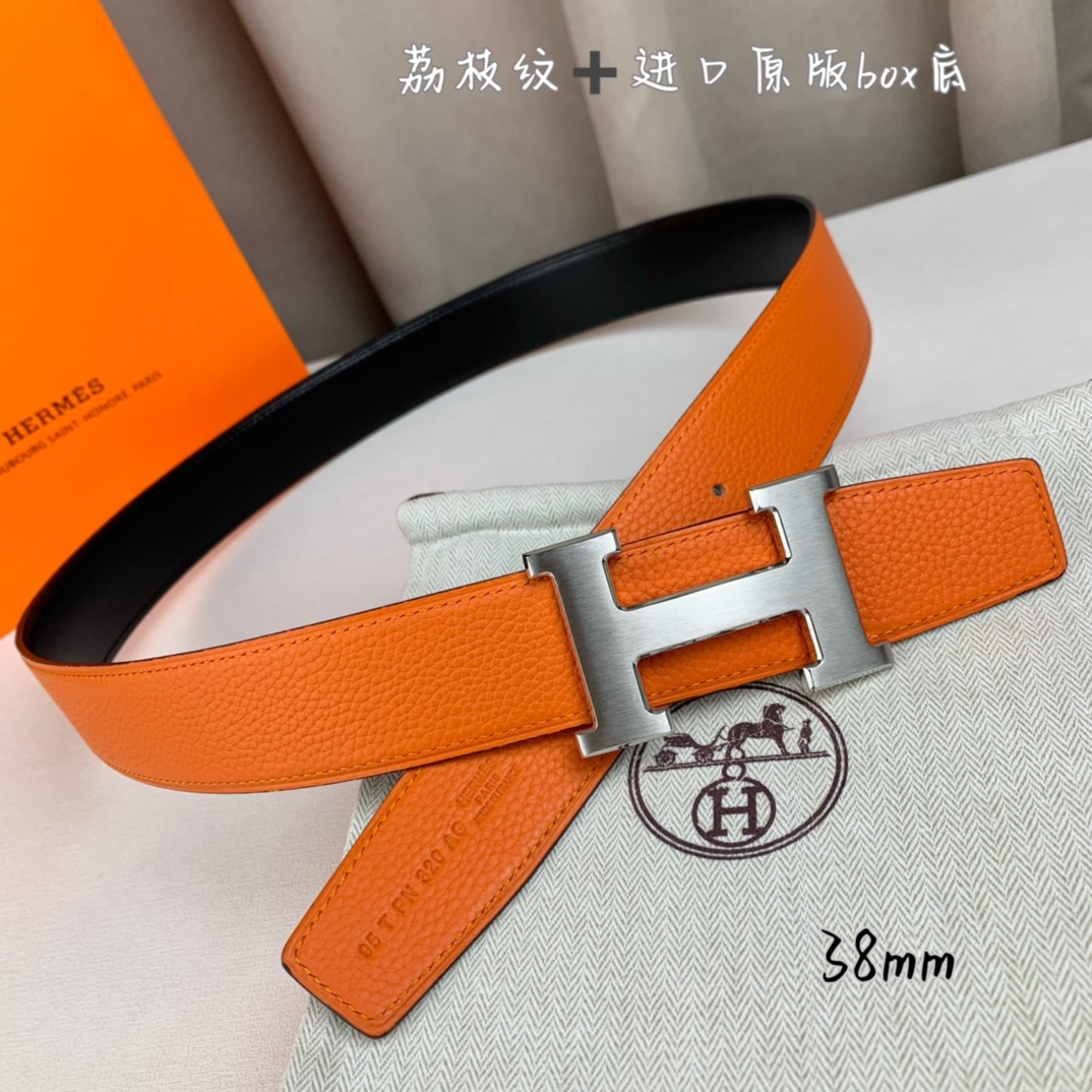 Hermès Basic Belt Top Grain Leather Black 38mm-s-m