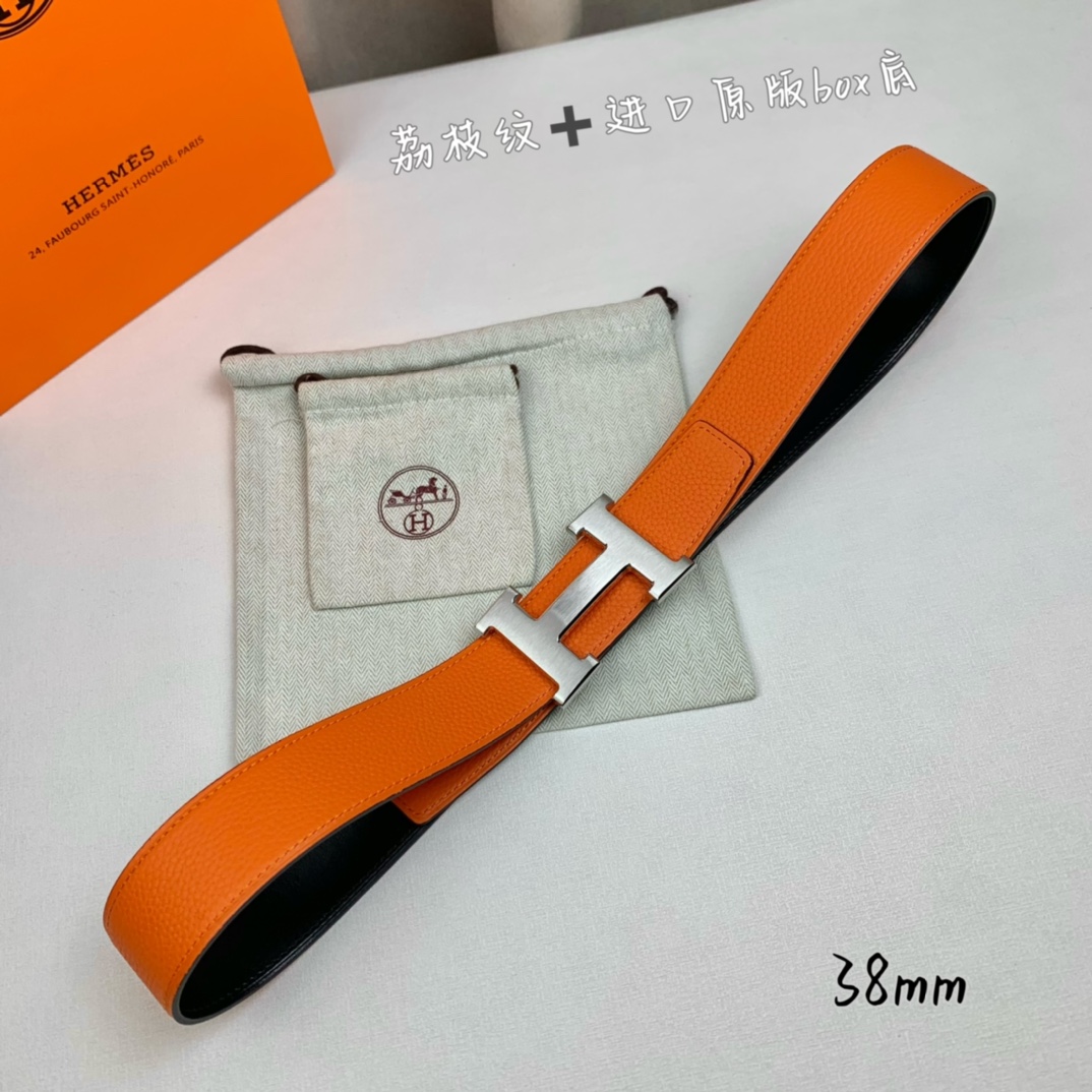 Hermès Basic Belt Top Grain Leather Black 38mm-s-m