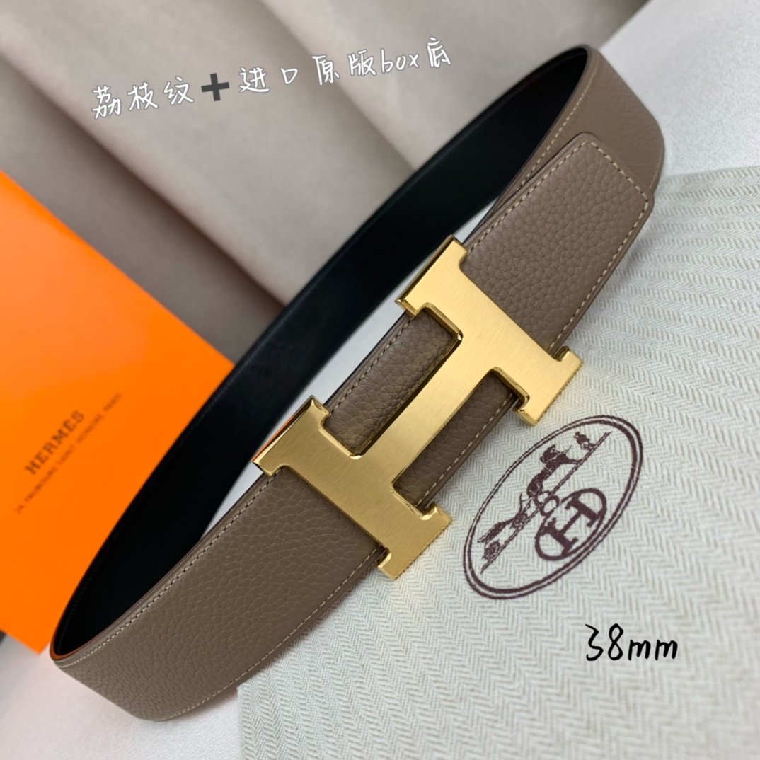 Hermès Basic Belt Top Grain Leather Black 38mm-s-m
