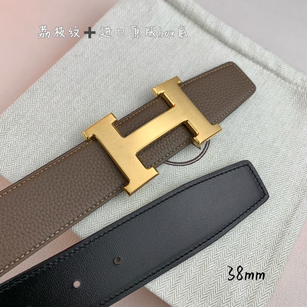 Hermès Basic Belt Top Grain Leather Black 38mm-s-m