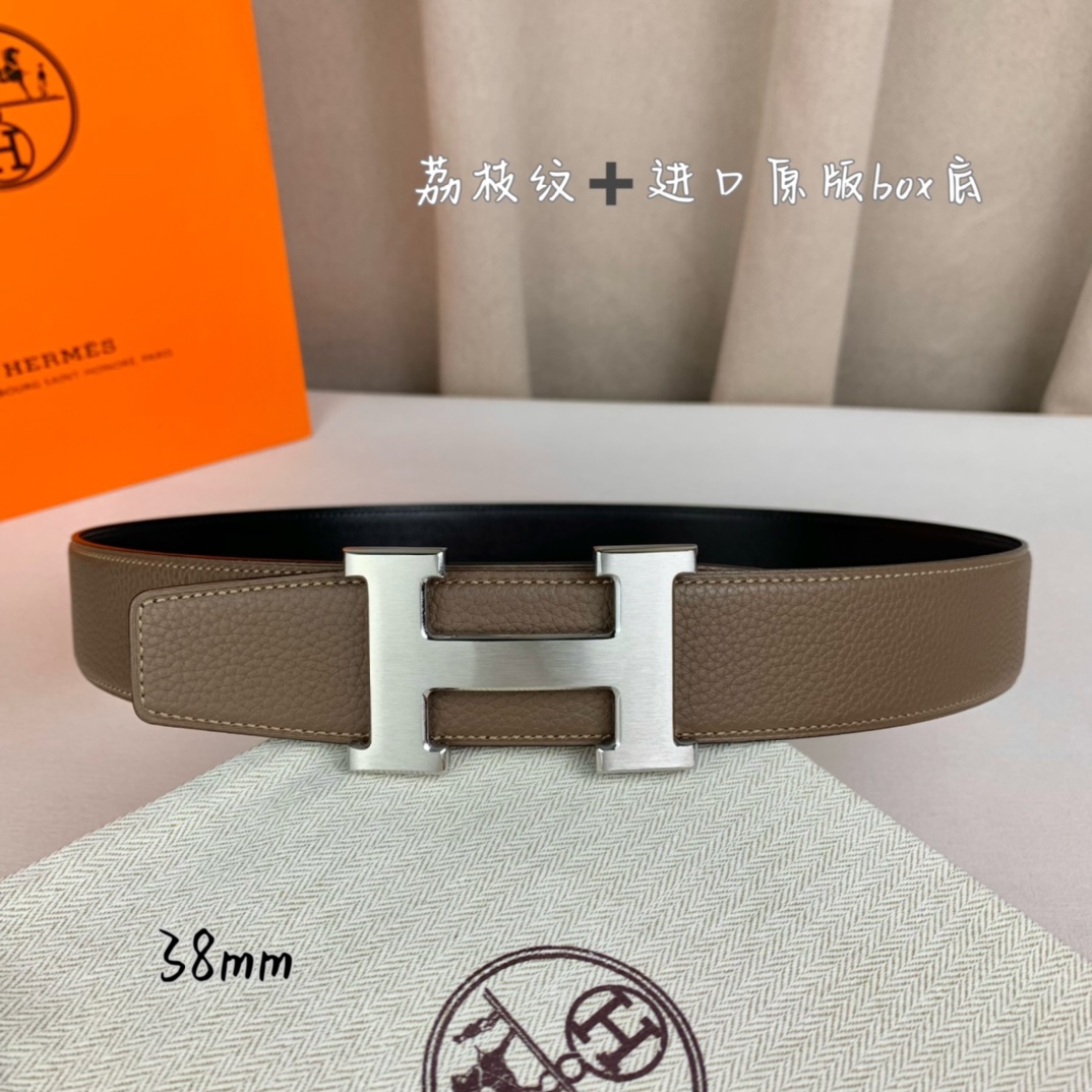 Hermès Basic Belt Top Grain Leather Black 38mm-s-m