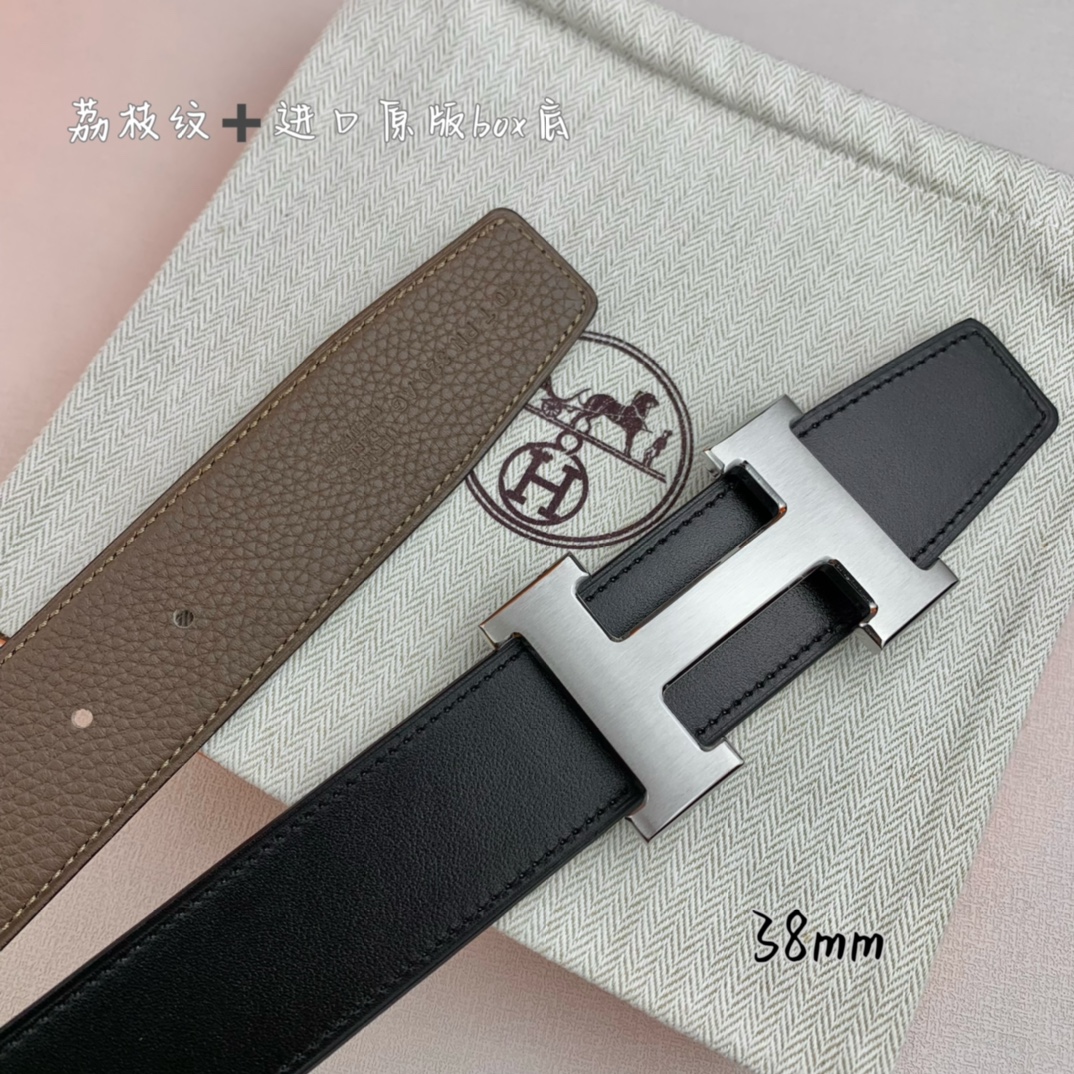 Hermès Basic Belt Top Grain Leather Black 38mm-s-m