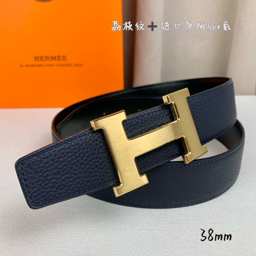 Hermès Basic Belt Top Grain Leather Black 38mm-s-m