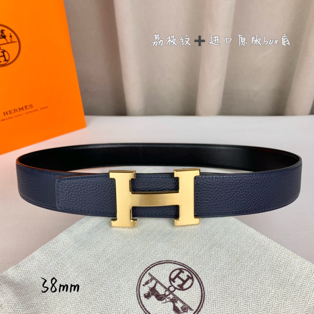 Hermès Basic Belt Top Grain Leather Black 38mm-s-m
