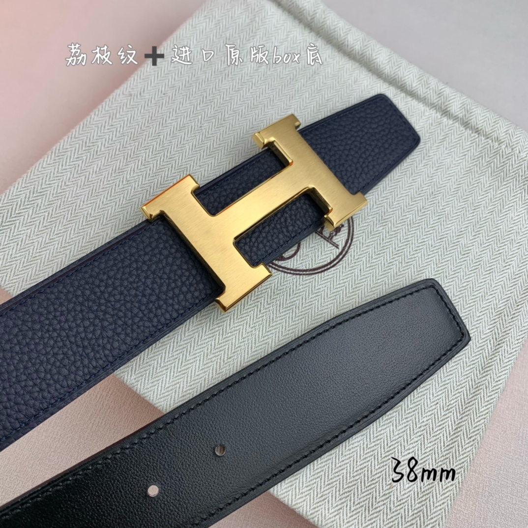 Hermès Basic Belt Top Grain Leather Black 38mm-s-m