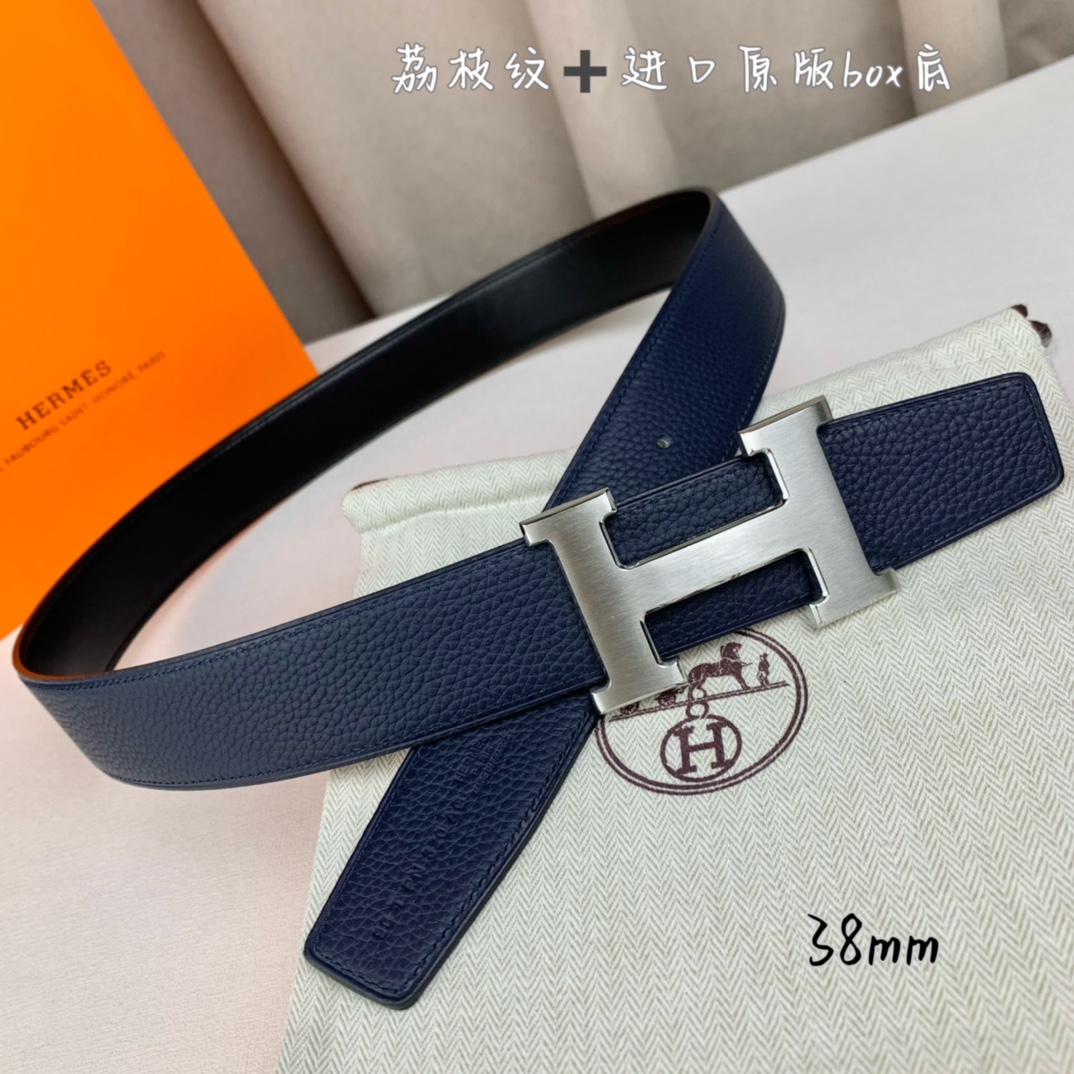 Hermès Basic Belt Top Grain Leather Black 38mm-s-m
