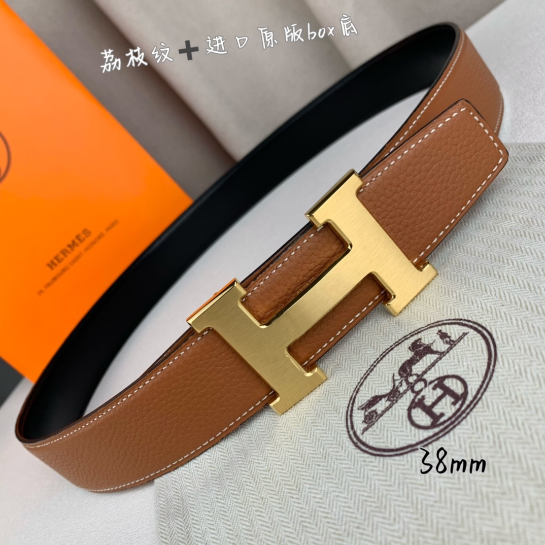 Hermès Basic Belt Top Grain Leather Black 38mm-s-m