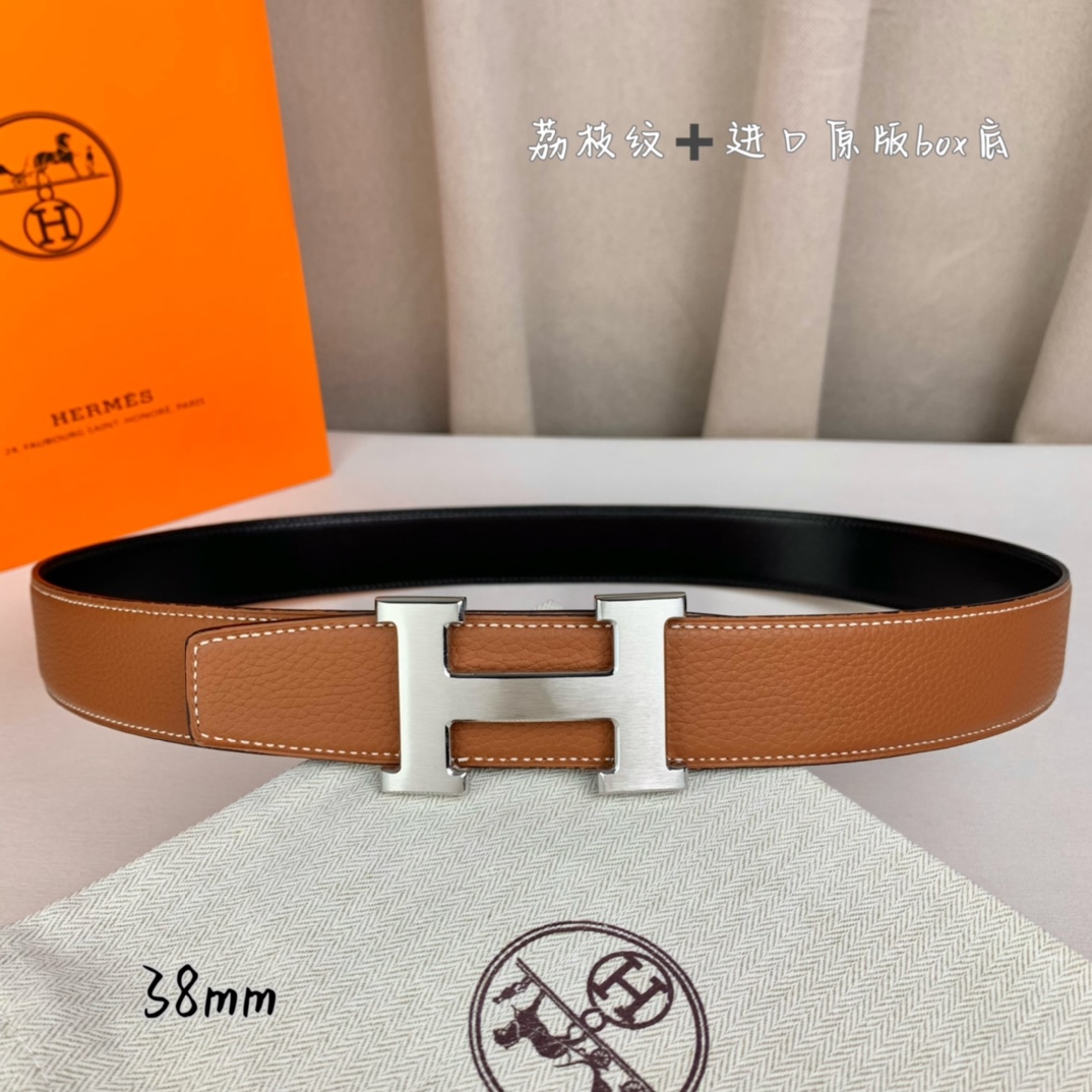 Hermès Basic Belt Top Grain Leather Black 38mm-s-m