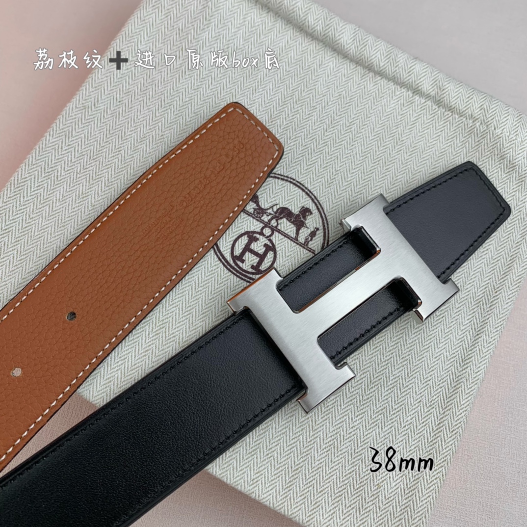 Hermès Basic Belt Top Grain Leather Black 38mm-s-m